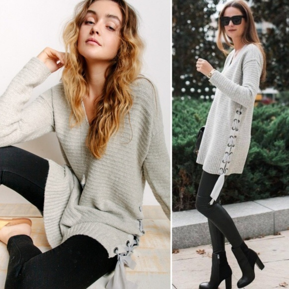Free People Heart It Laces Oversized Sweater